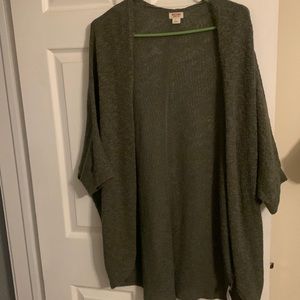 olive green oversized tee cardigan